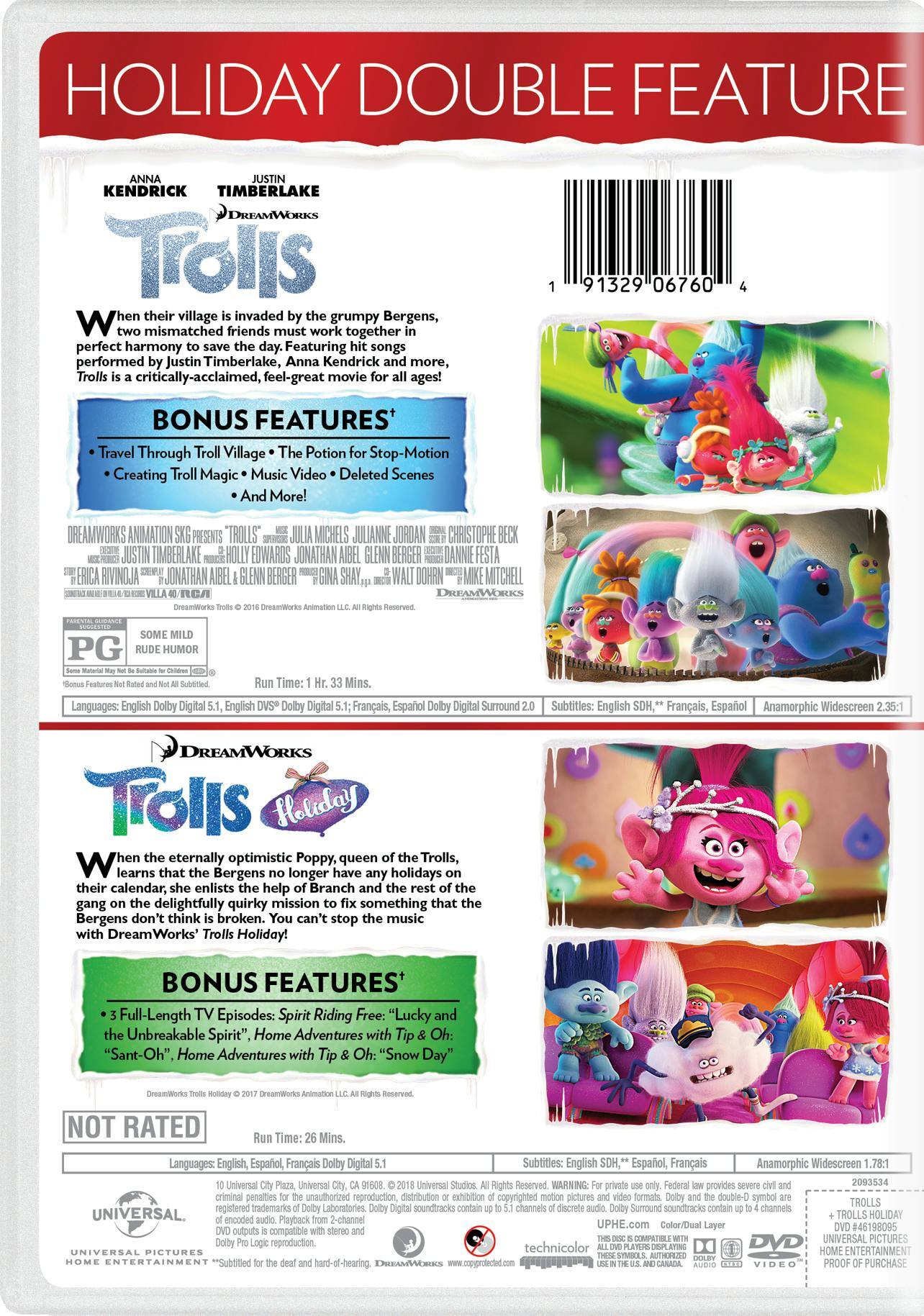 Back. Trolls/Trolls Holiday (DVD Double Feature) [DVD].