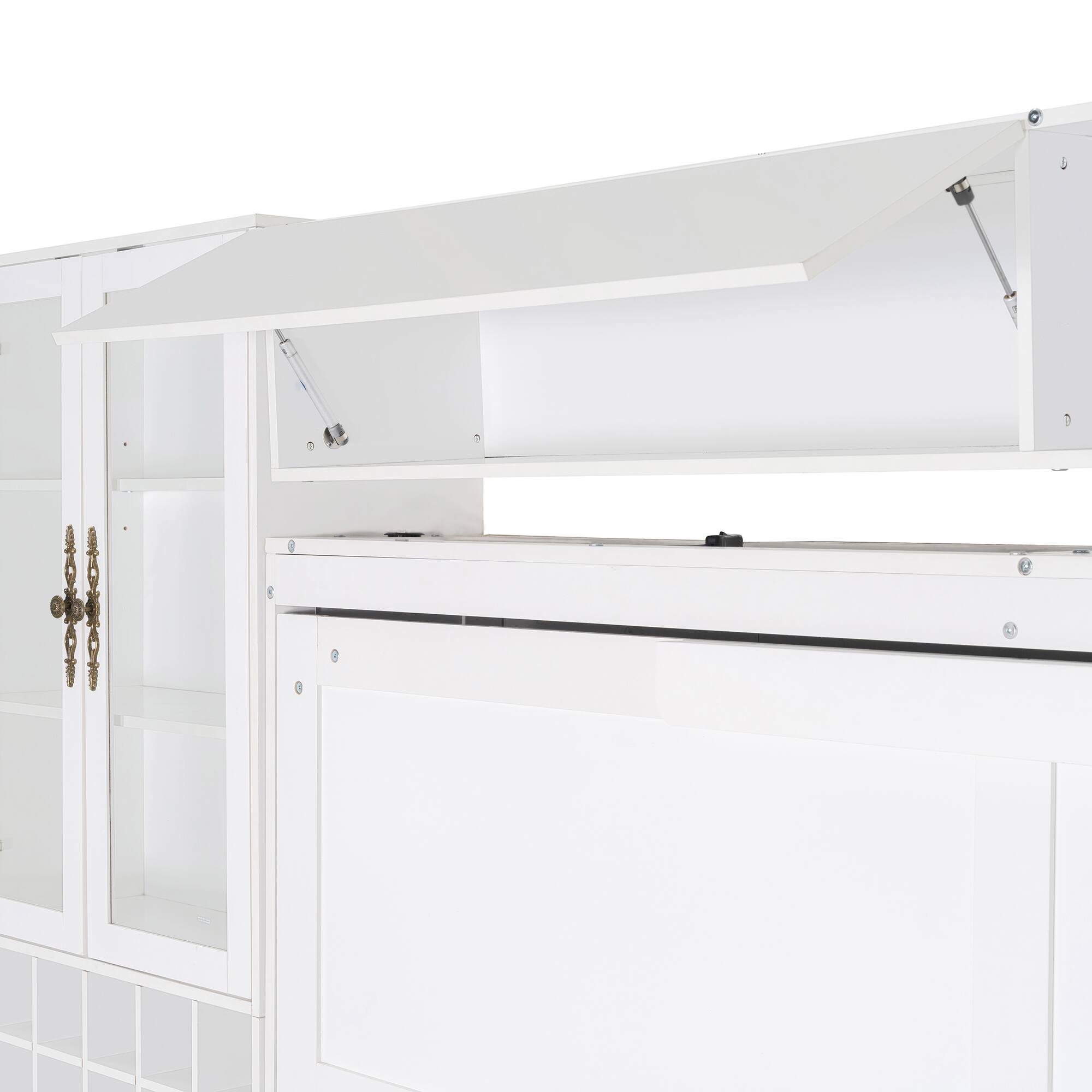 Alt View 4. Tiramisubest - Queen Size Murphy Bed with Sofa, Shelves, USB & Light, White, 114x41x84 inches, 485 pounds - White.