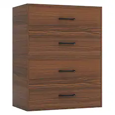 Front. Gymax - Gymax Stackable 2-Drawer Dresser Multi-Purpose Wooden Storage Cube Dresser Walnut - Walnut.