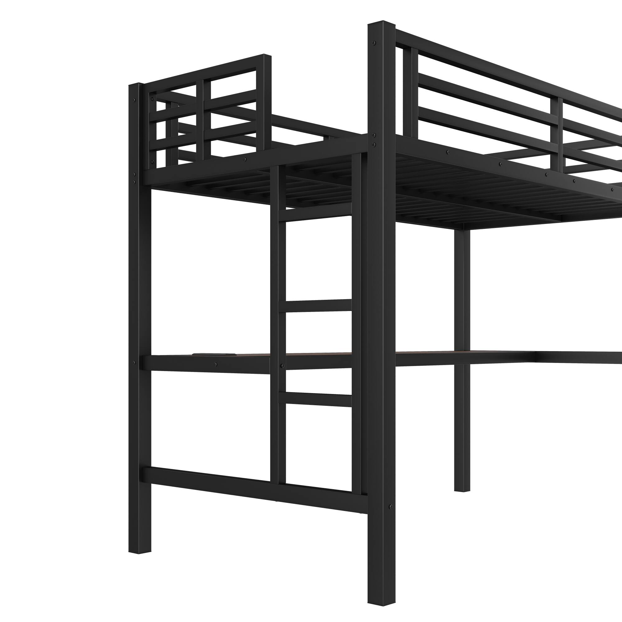 Alt View 8. GOODSILO - Space-Saving Twin Loft Bed with Built-In Desk, USB Power Outlet, and Customizable LED Lighting - Black.
