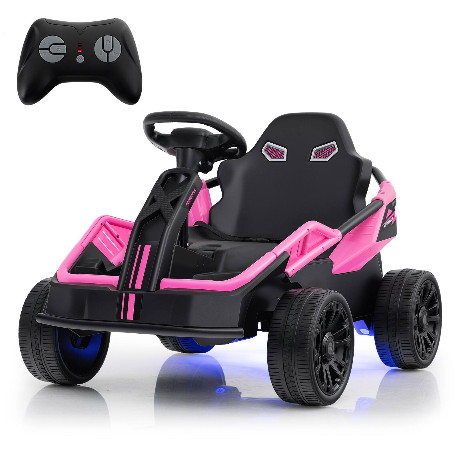 Back. SlickBlue - Big Kids 12V Ride-On UTV with Music and Parental Remote - Pink.