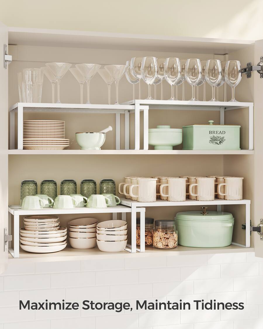 Ec Riser Room Songmics Home Spice Racks, Set of 2 Metal Cabinet Shelf Organizers ...