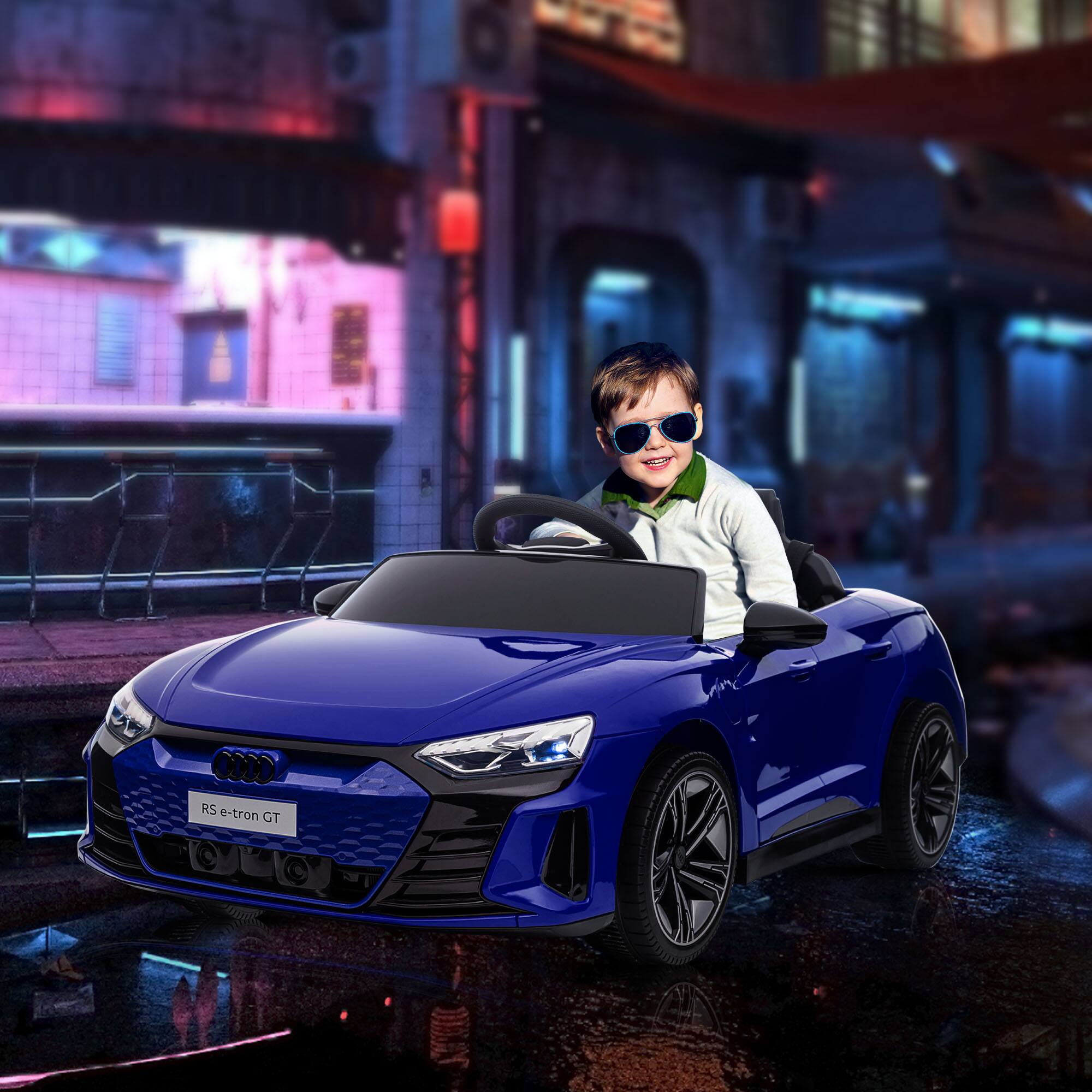 Angle. Aosom - Licensed Audi RS e-tron GT 12V Kids Ride On Car, Electric Vehicle with Parent Remote, Music, Lights, for Toddlers.