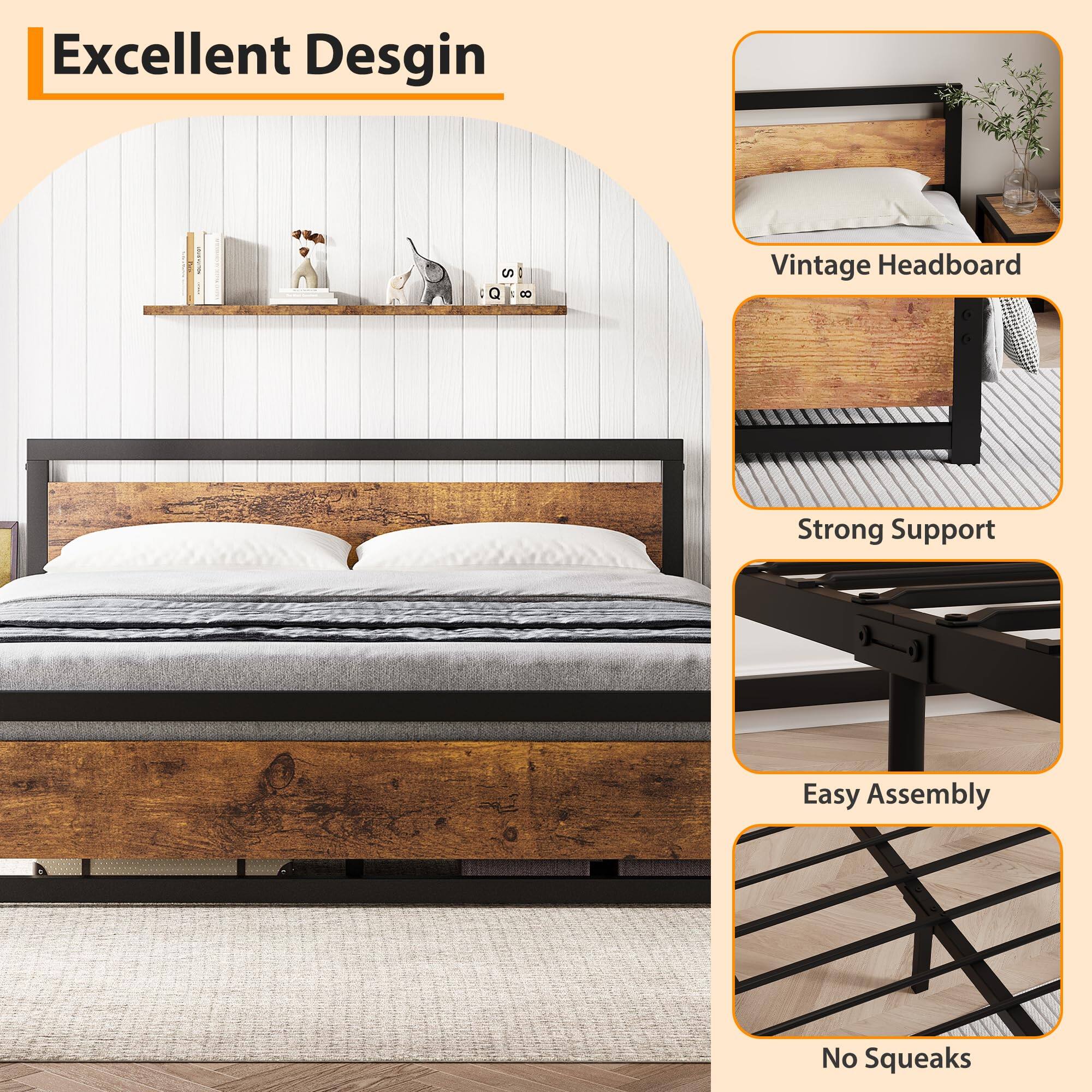 Excellent Design

- Vintage Headboard
- Strong Support
- Easy Assembly
- No Squeaks