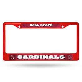 Rico Industries - Ball State Cardinals Red Painted Chrome Metal License Plate Frame - Multi