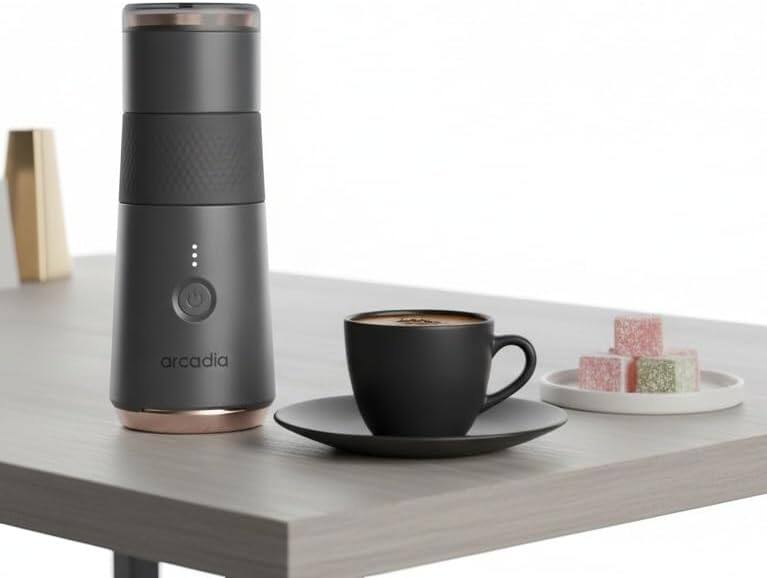Alt View 1. Arcadia - Arcadia Go Rechargeable Portable Turkish Coffee Make, Ideal for Outdoors, Travel, Camping Night Black) - Black.