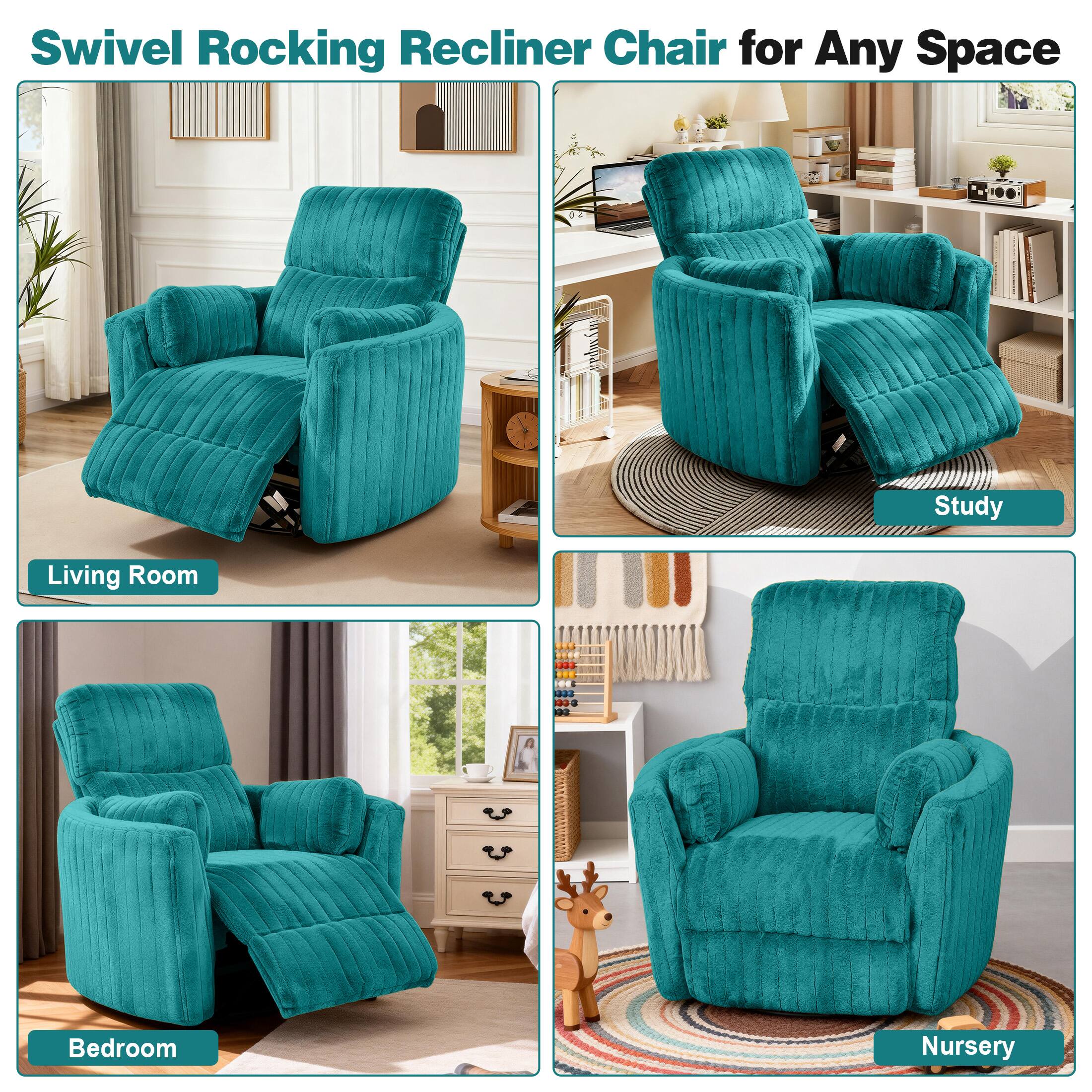 Swivel Rocking Recliner Chair for Any Space

- Living Room
- Study
- Bedroom
- Nursery