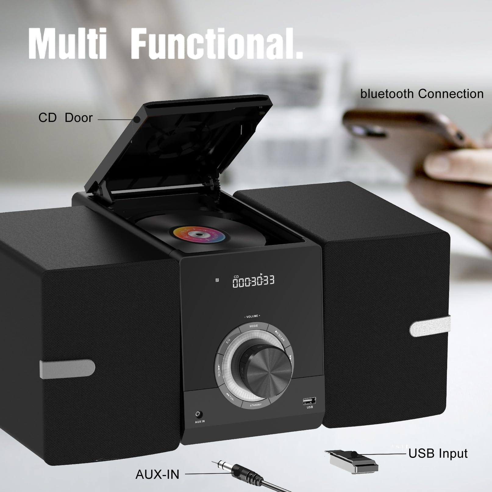 Multi Functional.

- CD Door
- Bluetooth Connection
- AUX-IN
- USB Input