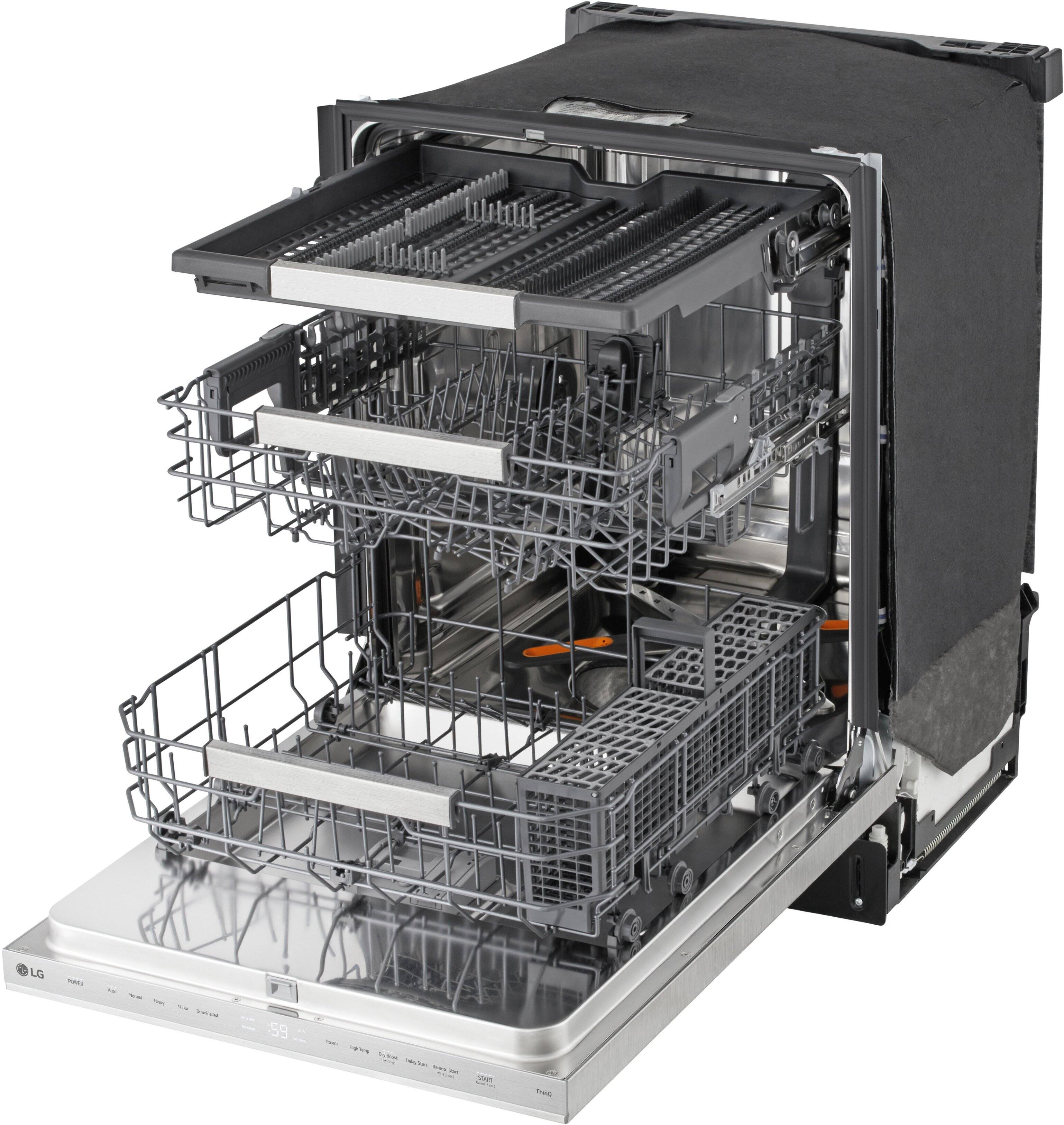 Alt View 17. LG - FlushFit 24" Top Control Smart Built-In Stainless Steel Tub Dishwasher with 3rd Rack, 1 Hour Wash & Dry Cycle and 44dBA - PrintProof Stainless Steel.