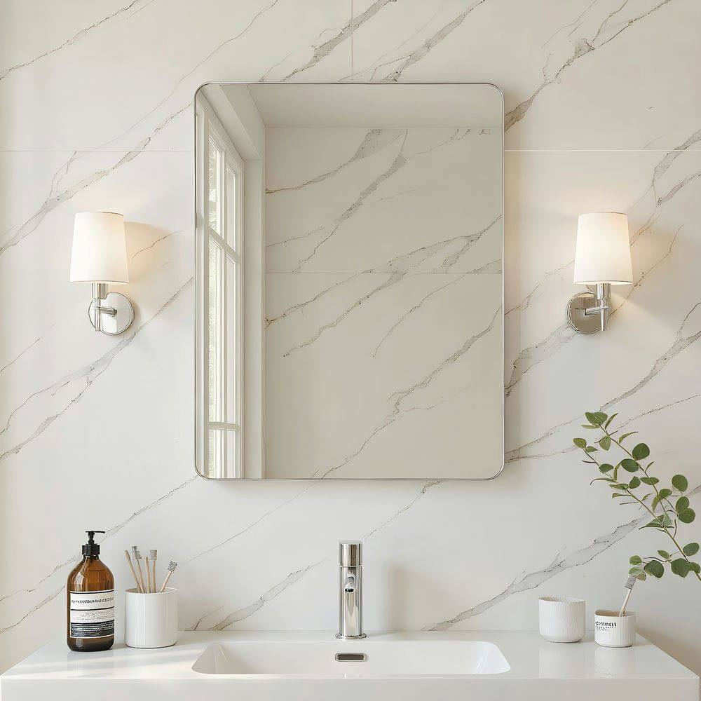 Alt View 6. Kadyn - 30x22 Inch Vertical Rectangle Wall Mirror with Rounded Corners and Silver Frame - Silver.