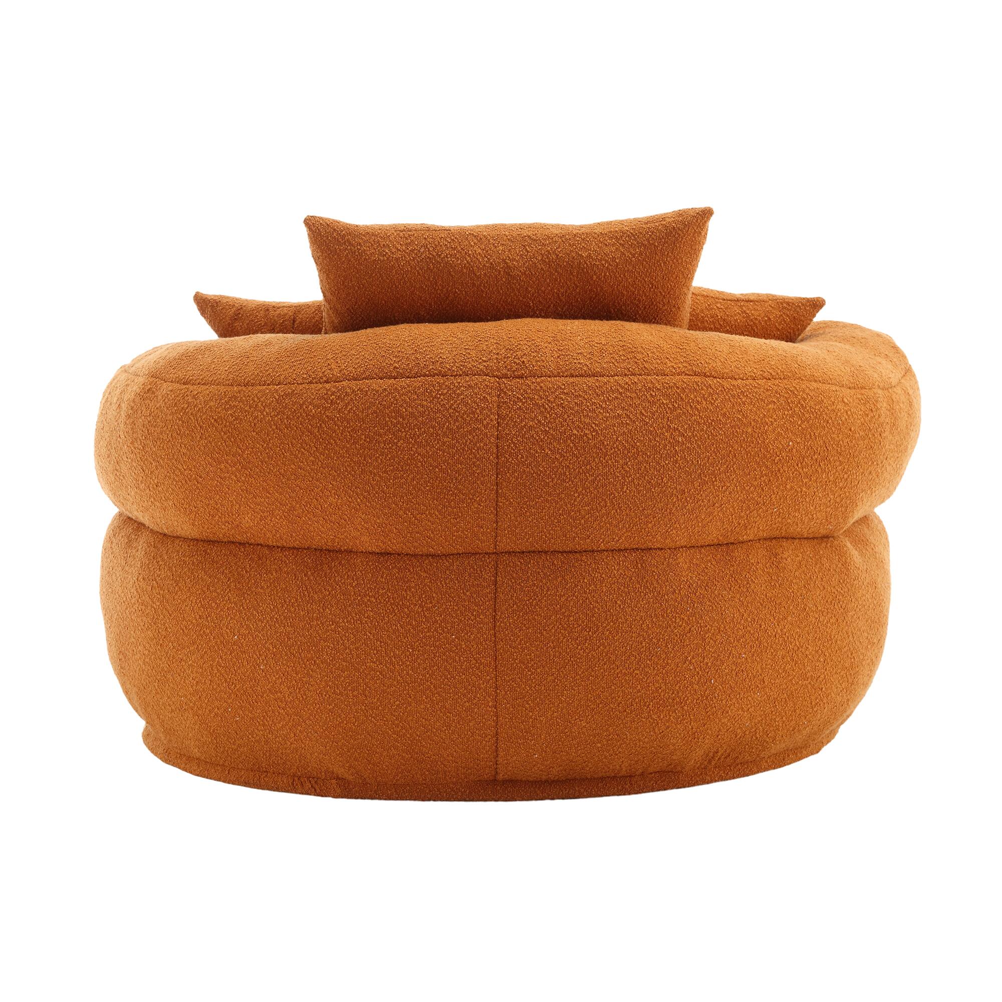 Back. GOODSILO - Chenille Fluffy Sleeper Chair - Modern Single Sofa for Living Room, Bedroom, Lounge & Projection Room - No Assembly - Orange.