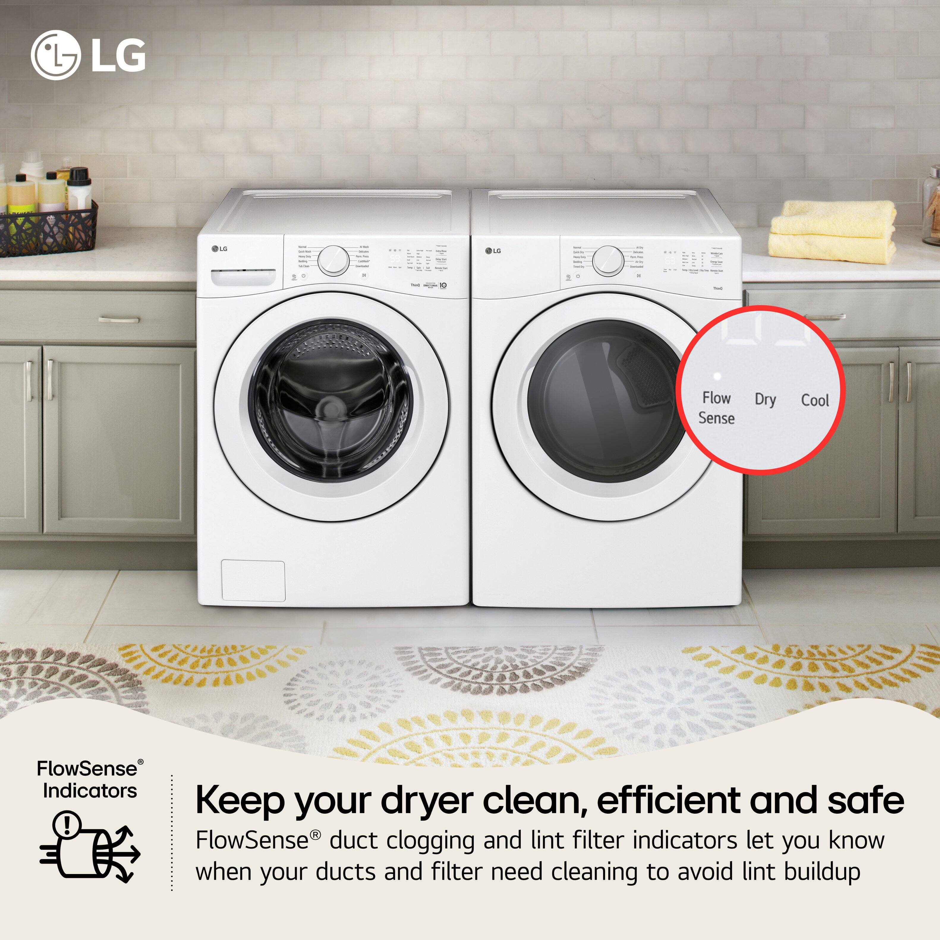 LG - OLO 2 - Flow Sense Dry Cool

FlowSense Indicators

Keep your dryer clean, efficient and safe! FlowSense duct clogging and lint filter indicators let you know when your ducts and filter need cleaning to avoid lint buildup