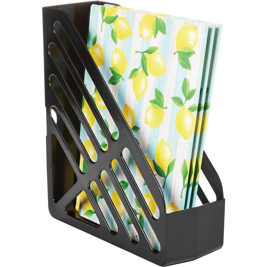 Left. Deflecto - Deflecto AntiMicrobial Jumbo Magazine File Black Polystyrene - Black.