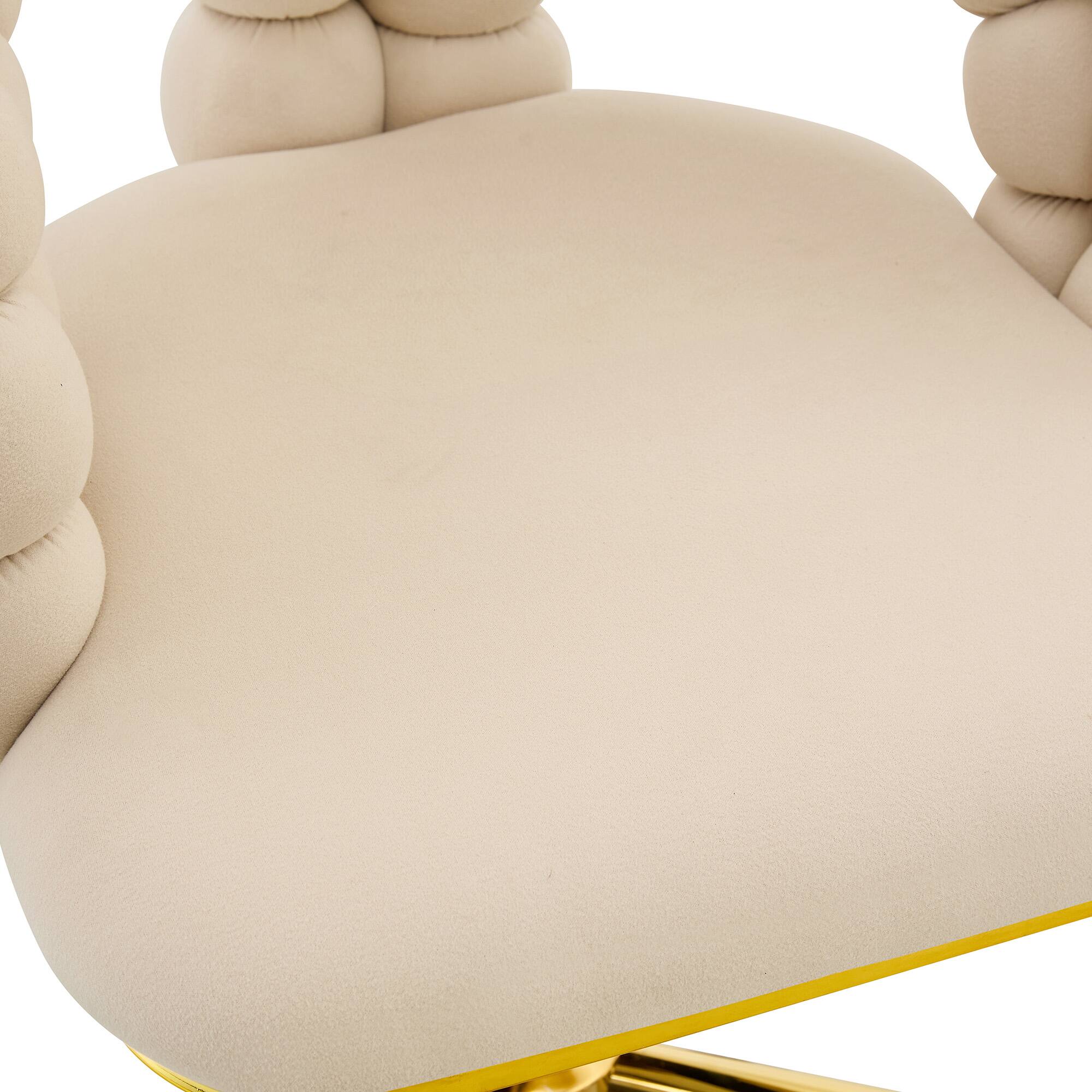 Alt View 10. Loheer - Loheer- Bubble Office Chair Beige Velvet Swivel Accent Chair for Home Office Vanity Desk, Gold Base, 2.82 ft - Beige,Gold.