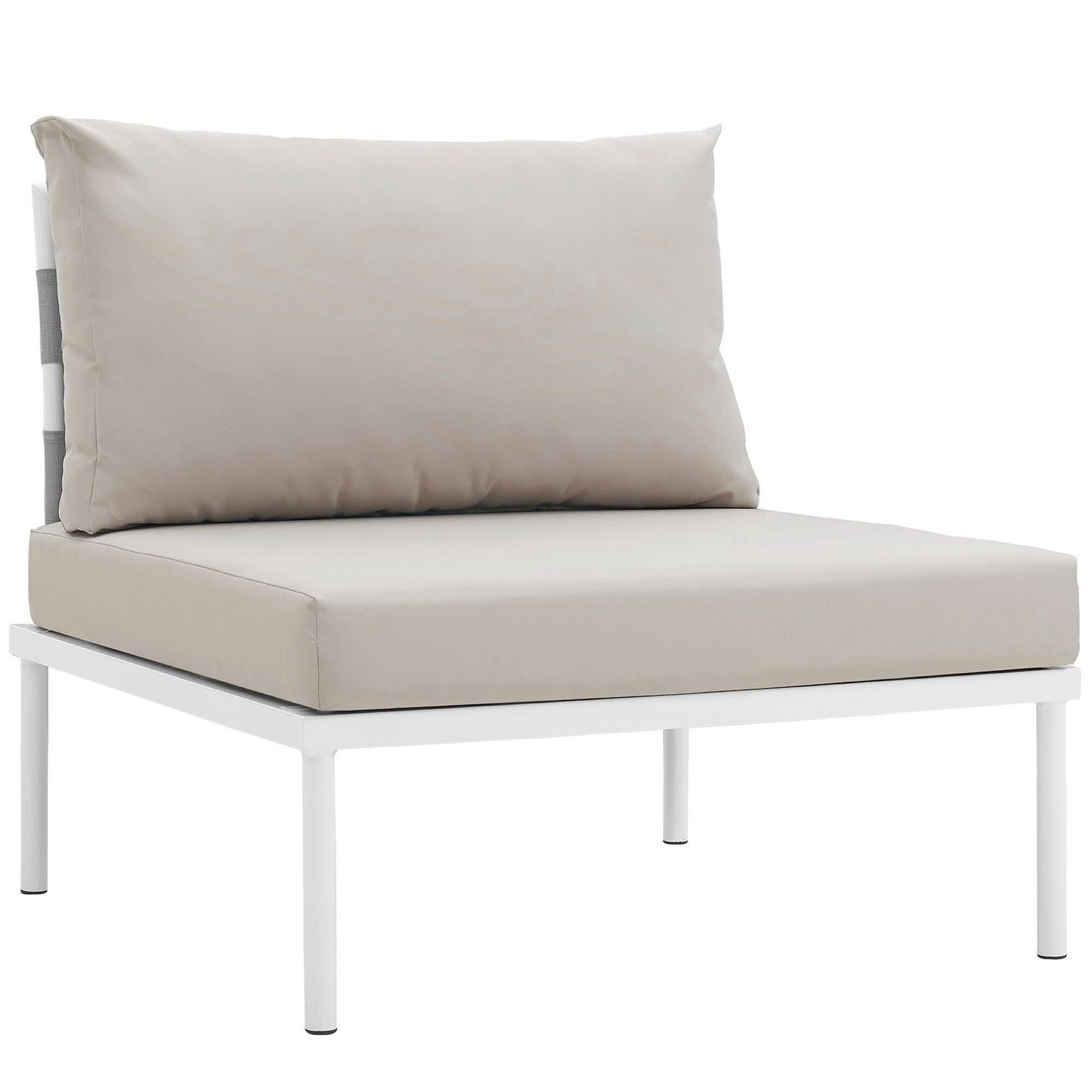 Angle. Modway - Harmony Armless Outdoor Patio Aluminum Chair by Modway - White Beige.