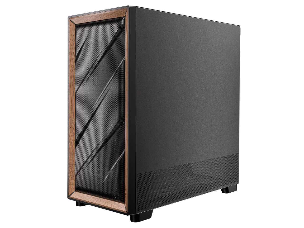 Alt View 5. Antec - Antec Flux SE Silent Case, Sound-Dampened, Walnut Front, 5 PWM Fans, USB-C, 420mm Radiator, E-ATX Mid Tower - Walnut.