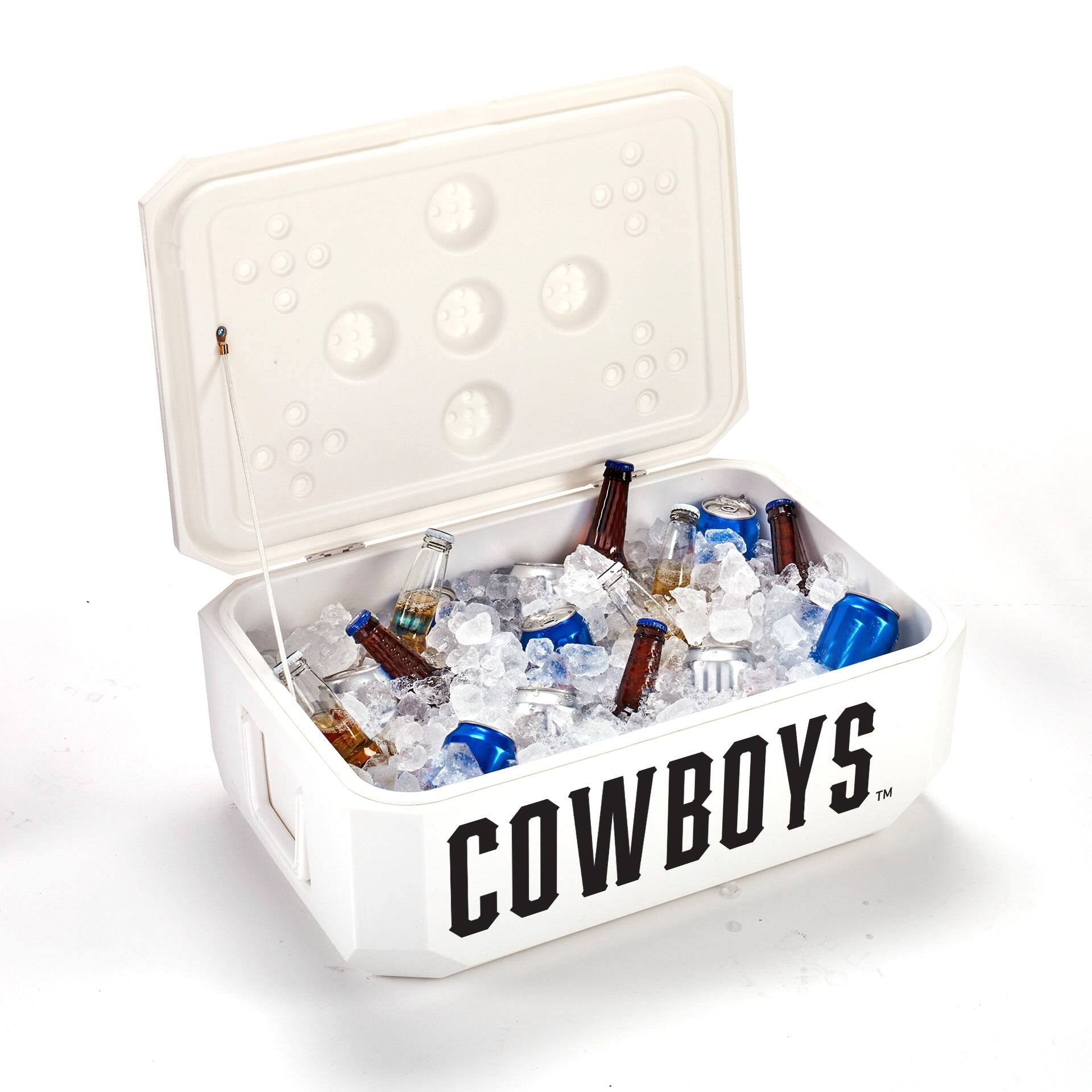 Alt View 1. Indigo Falls - White Oklahoma State Cowboys 40-Can Cornhole Cooler - White.
