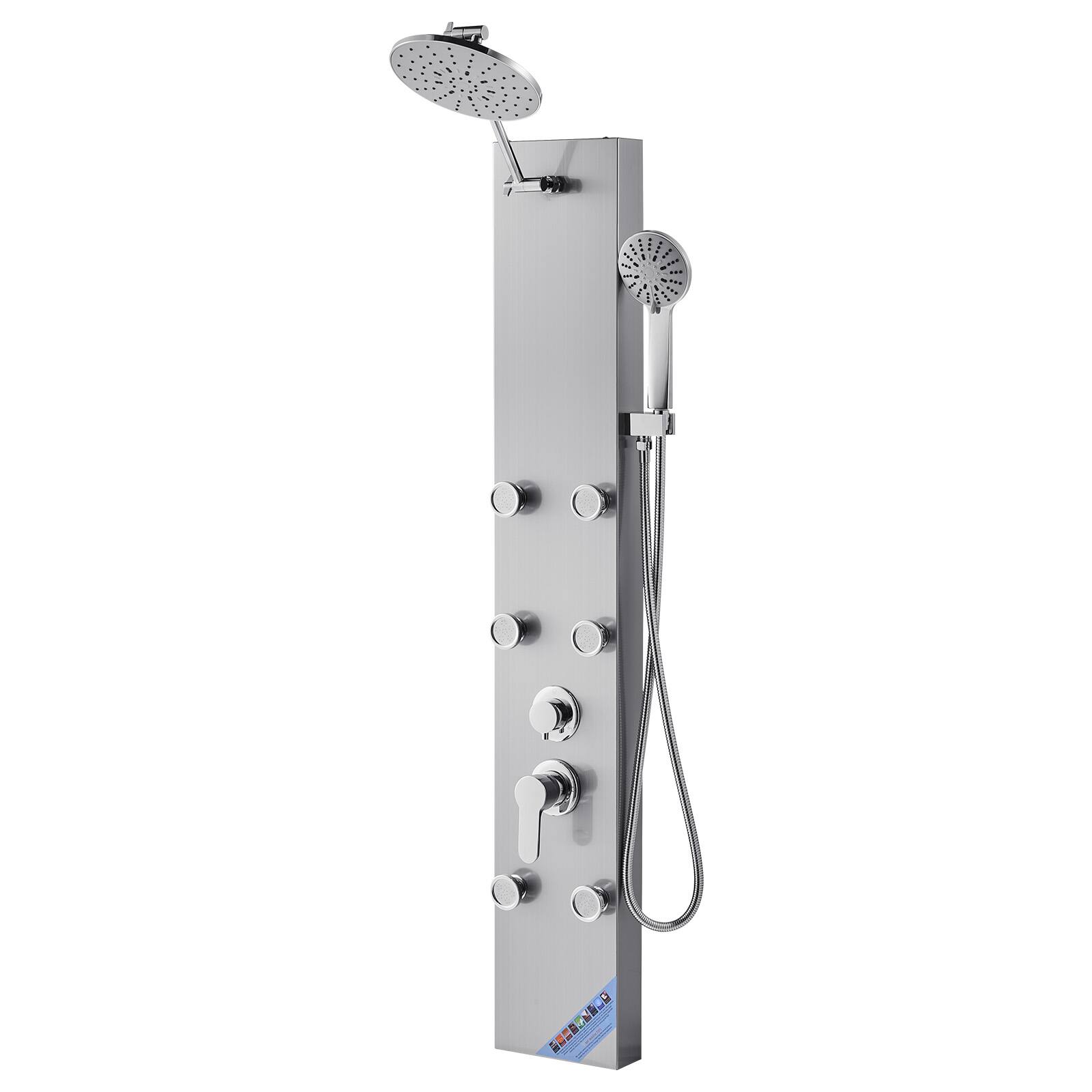 Alt View 5. VEVOR - Shower Panel Tower System with Rainfall Shower Head, 49 in Brushed Stainless Steel Shower Column, 3-Function Faucet - Silver.