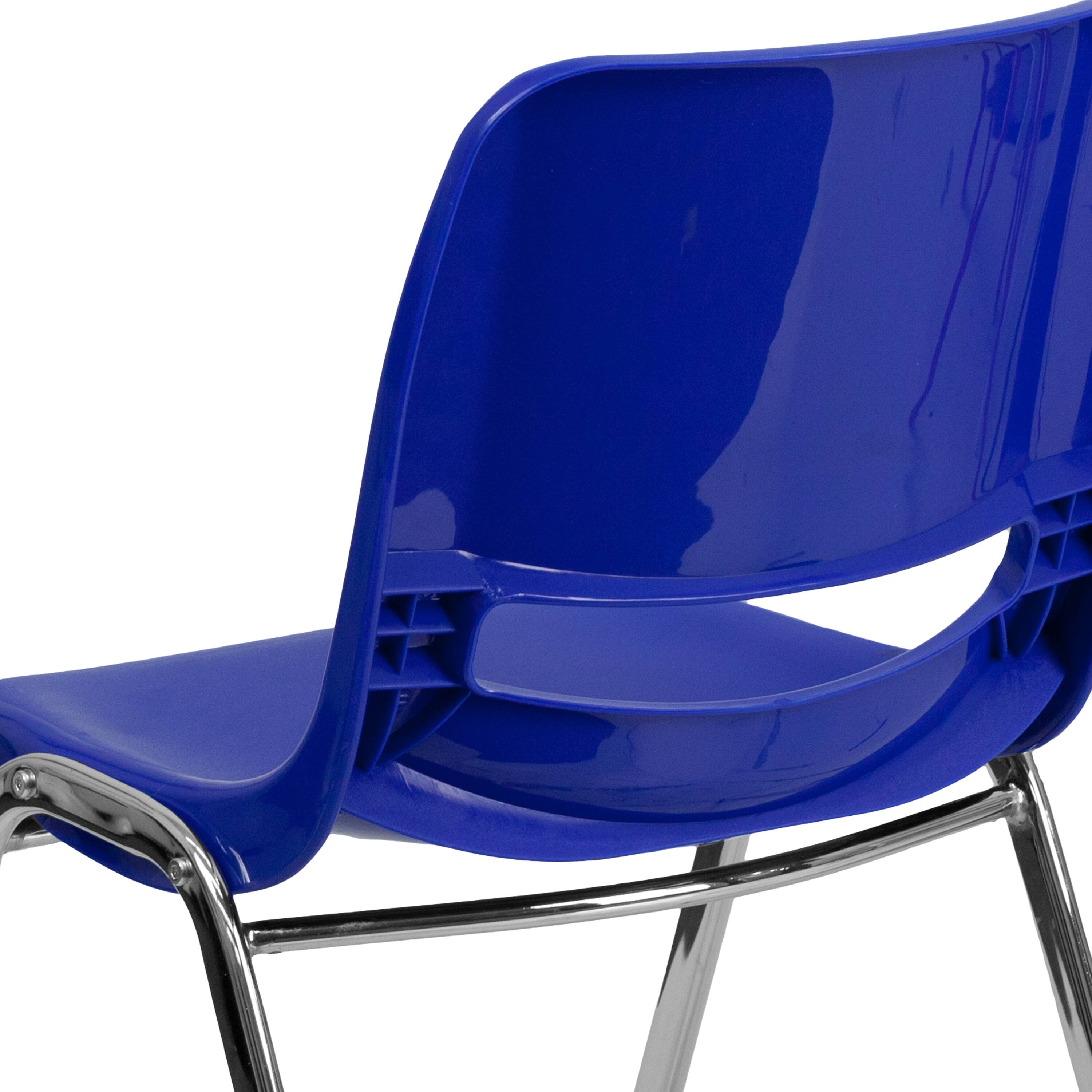 Alt View 8. Emma + Oliver - Ergonomic Kid's Shell Stack Chair - 14" Seat Daycare Home School - Navy Plastic/Chrome Frame.