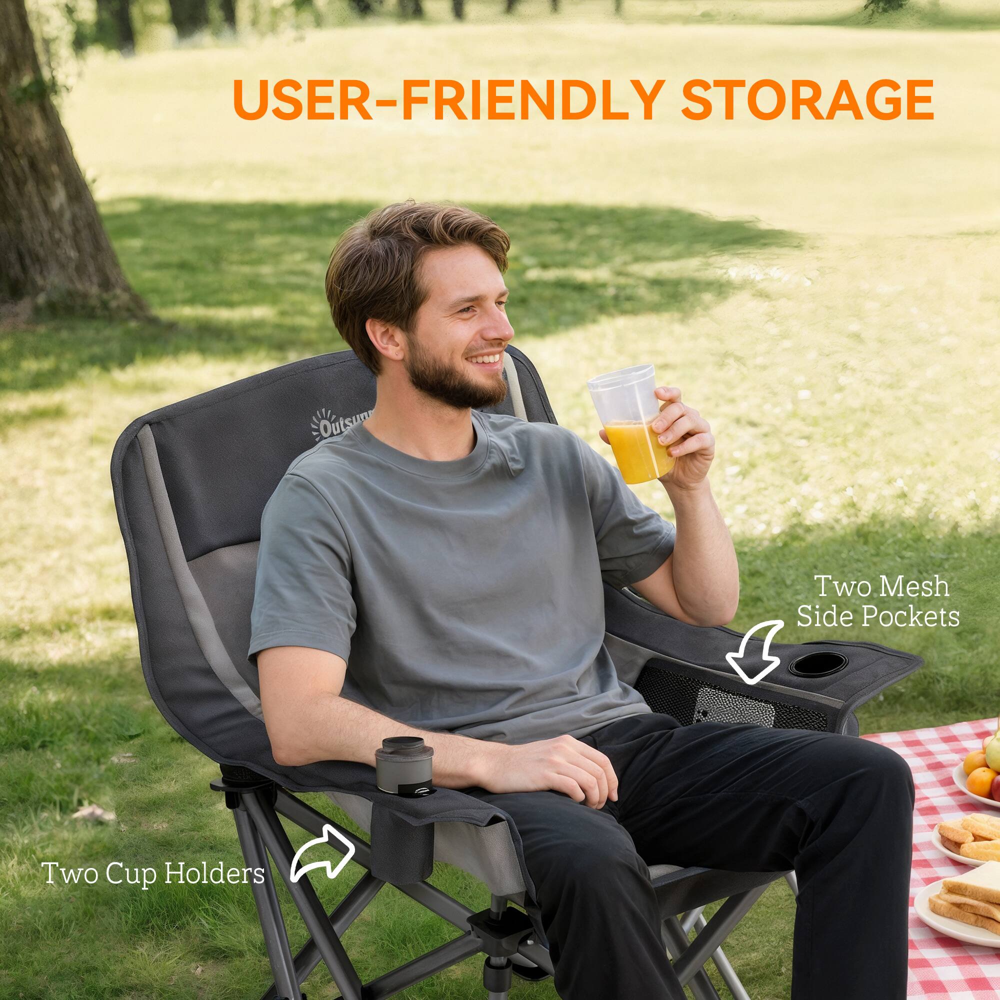 USER-FRIENDLY STORAGE

Two Mesh Side Pockets

Two Cup Holders