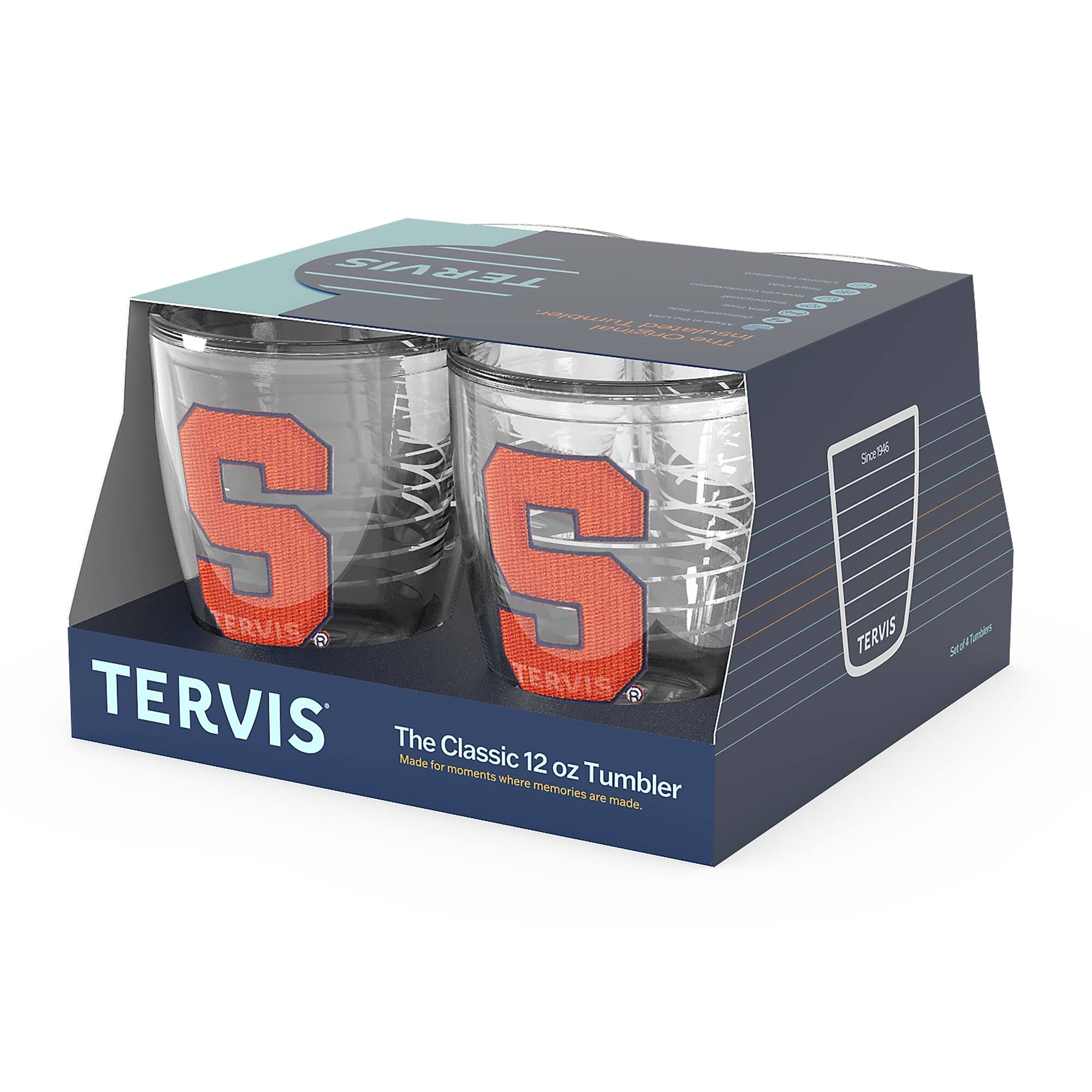 TERVIS  
The Classic 12 oz Tumbler  
Made for moments where memories are made.  

TERVIS  
The Classic 12 oz Tumbler  
Made for moments where memories are made.  

Size: 8.6 oz  
Set of 2 Tumblers