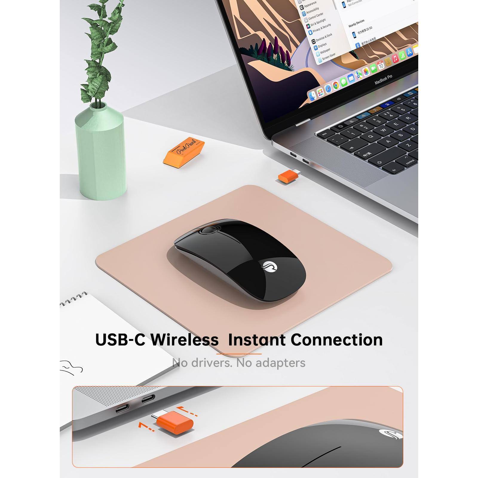 USB-C Wireless Instant Connection  
No drivers. No adapters