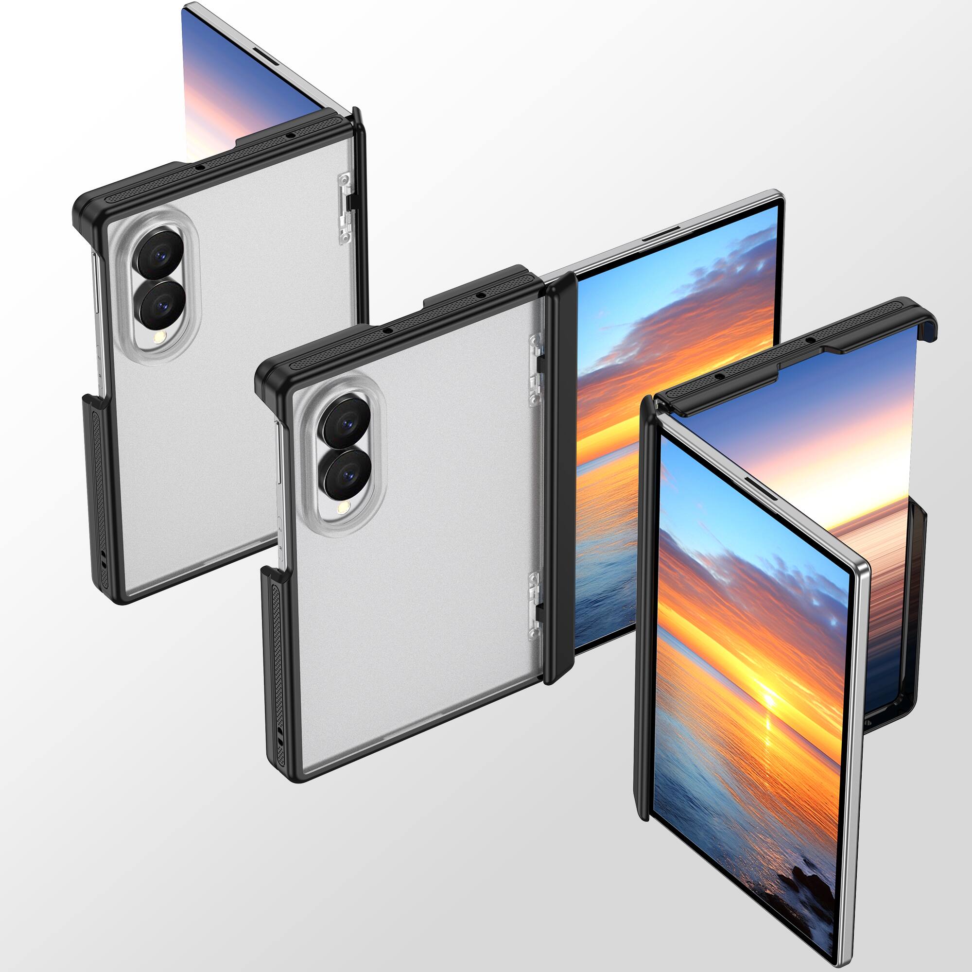 Angle. Dteck - Hinge Protection Case for Samsung Galaxy Z Fold8,Slim Matte Hard PC Shockproof Back Cover,No Front Frame Rugged Back - Matteblack.