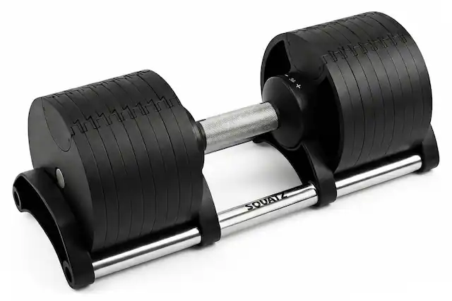Front. SereneLife - SQUATZ 70-lb Adjustable Dumbbell Weight Set with Quick Plate Adjustment, Anti-Slip Handle - Black.