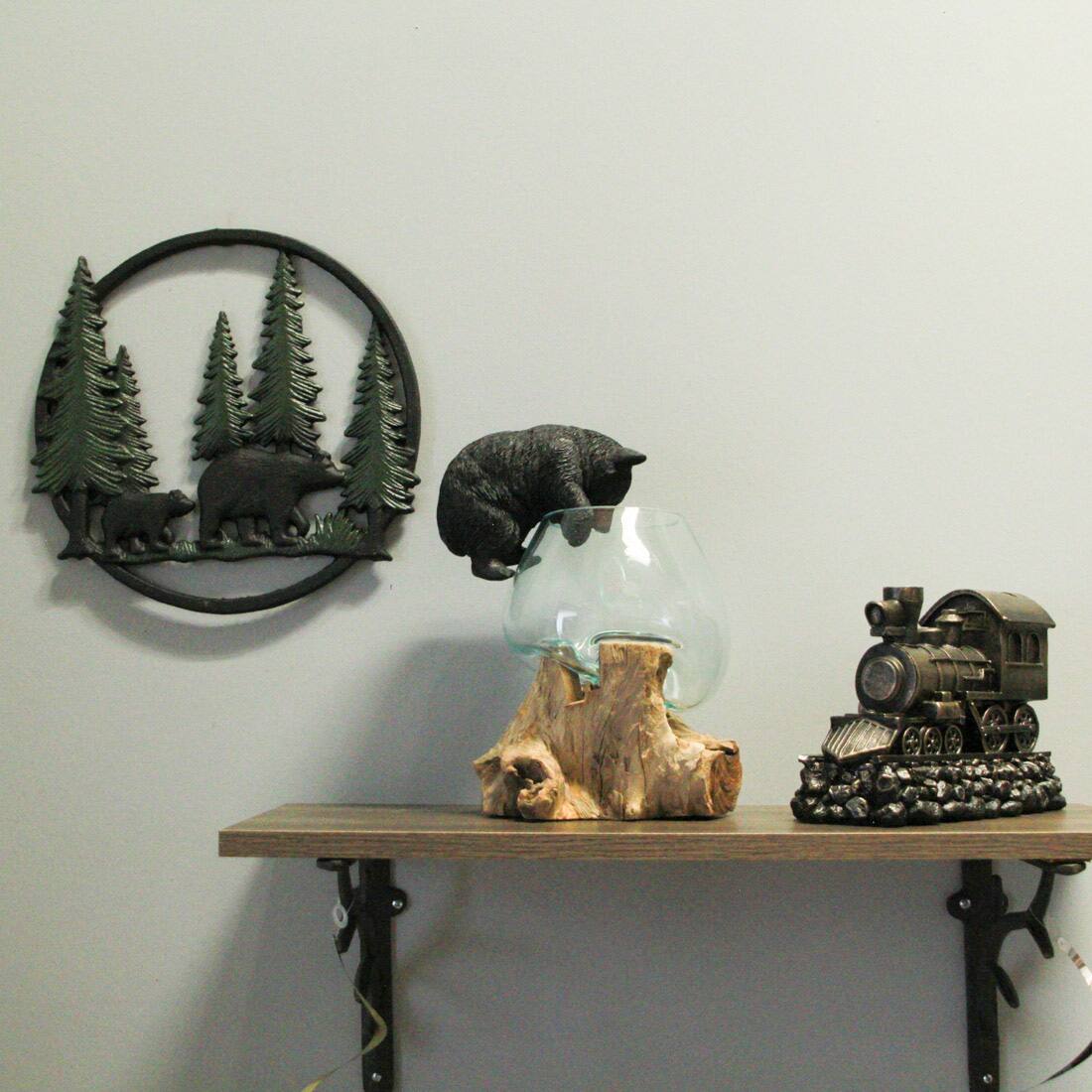 Alt View 5. Zeckos - Black Bears in Forest Wall Hanging - 12" - Cabin Decor - Multicolored.