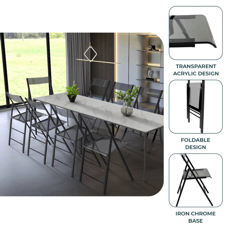 - Transparent Acrylic Design
- Foldable Design
- Iron Chrome Base
