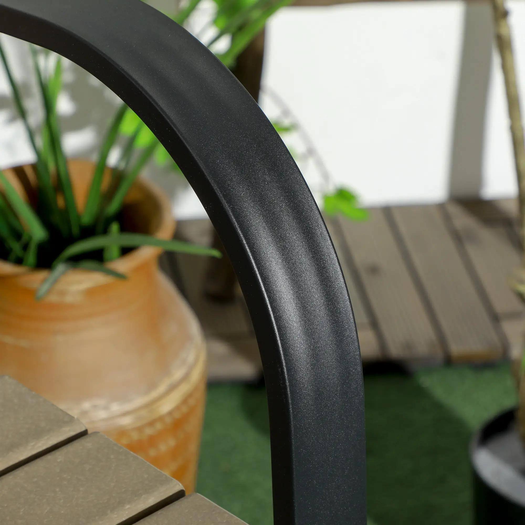 Back. Resenkos - Resenkos Aluminum Frame 3 Pieces Bar Set, Two Tall Chairs, HDPE, Aluminum, Brown And Black - Brown And Black.