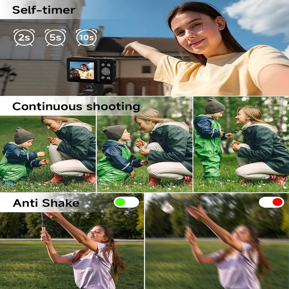 Self-timer  
2s 5s 10s  

Continuous shooting  

Anti Shake