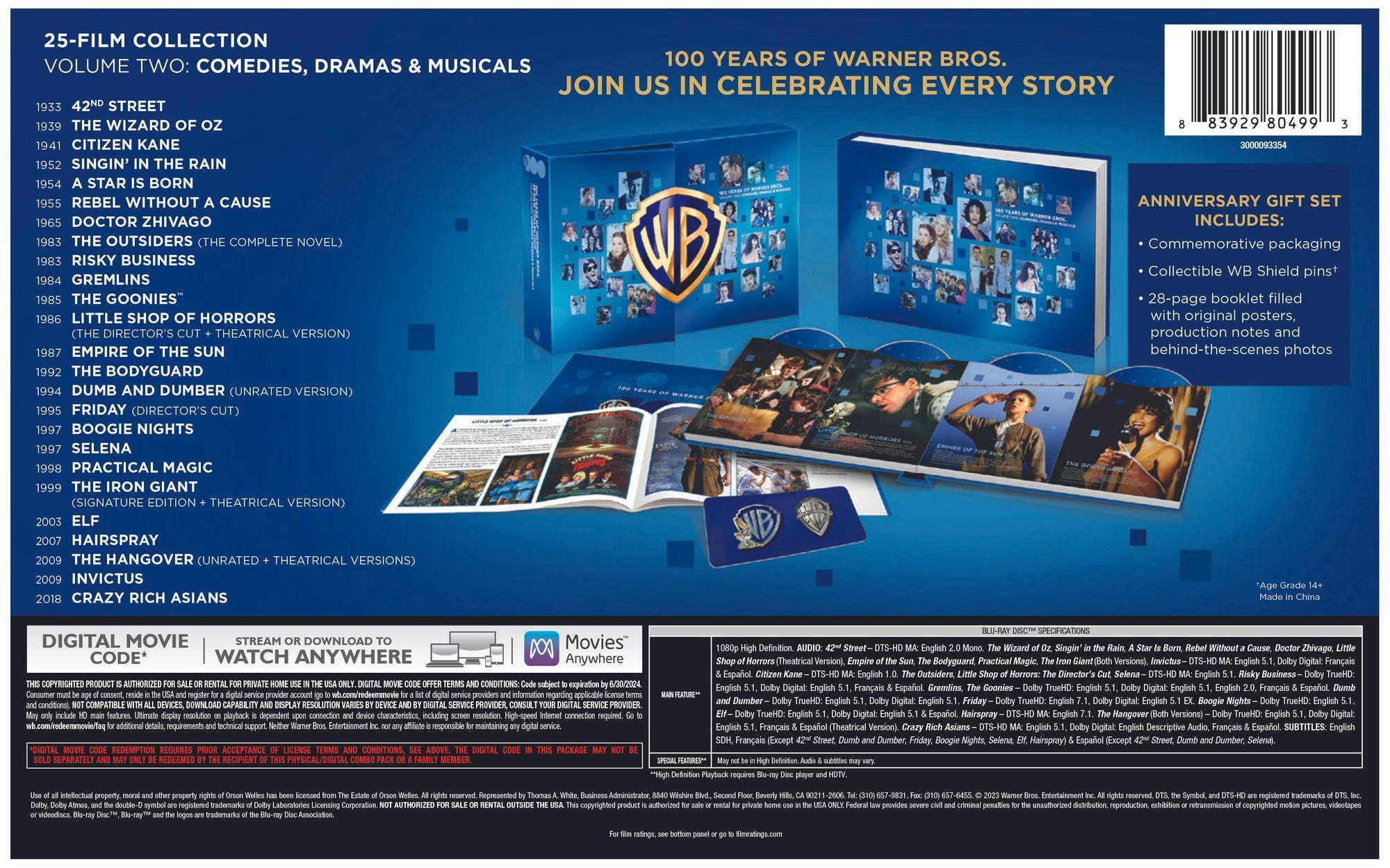 Back. WB 100th 25Film Collection Vol 2 Comedy, Drama, Musicals (Blu-ray Set) [Blu-ray].