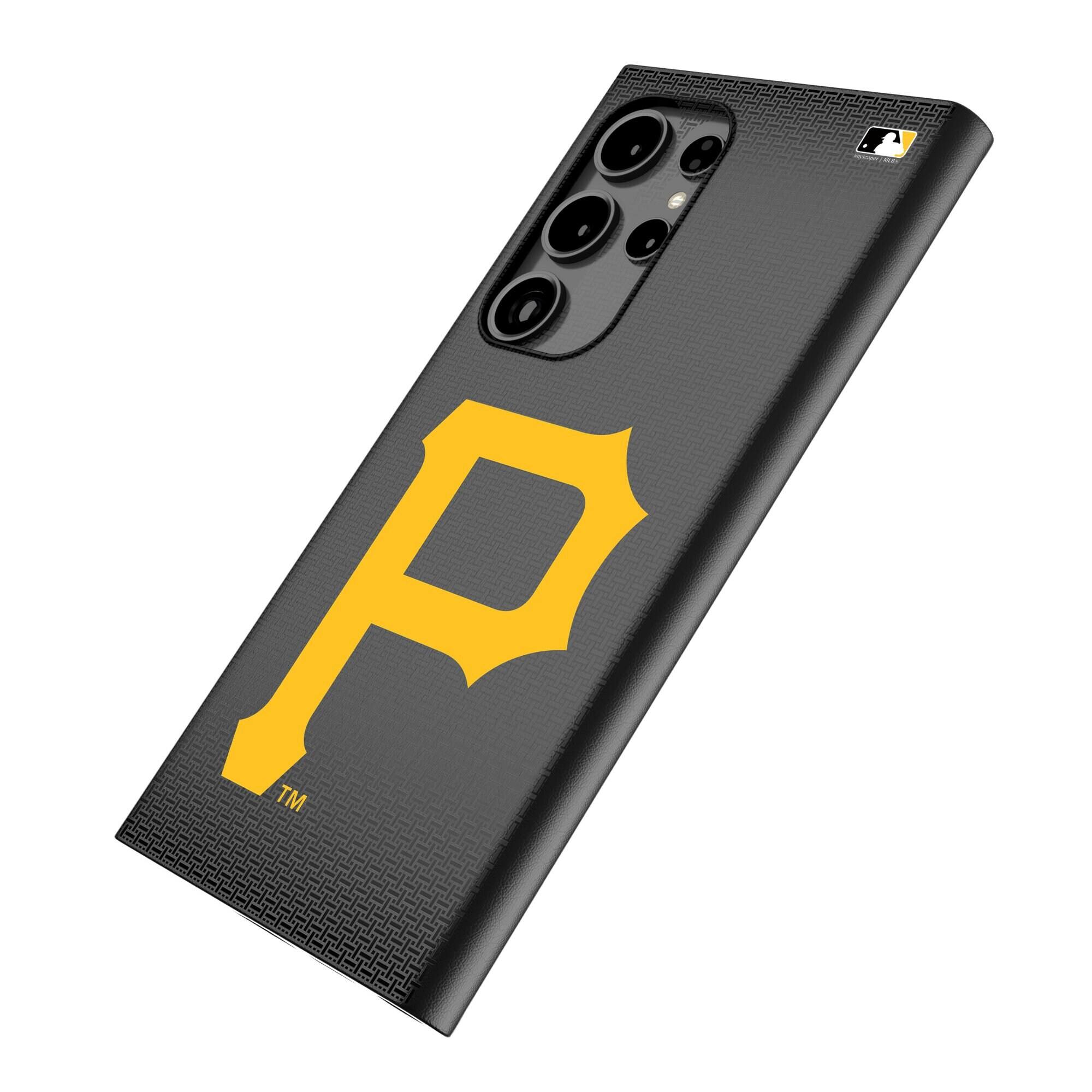 Alt View 1. Keyscaper - Pittsburgh Pirates Linen Galaxy Magnetic Bump Case - S25 - Black.