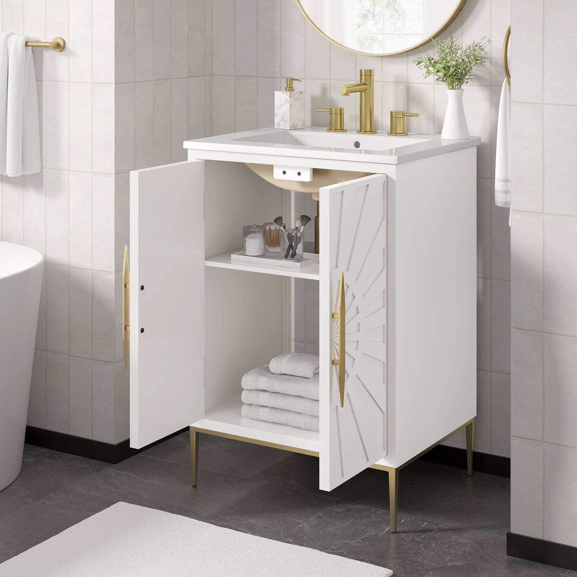 Alt View 1. Modway - Awaken 24" Bathroom Vanity by Modway - White White.