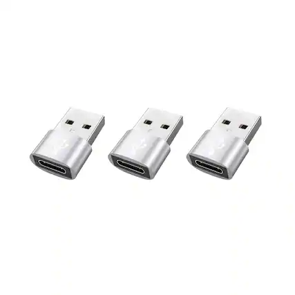 Front. Qixxronics - USB to USB C Adapter (3 PACK),USB C Female to A Male Charger Type C Converter for iPhone, AirPods, iPad, Samsung Galaxy - Silver.