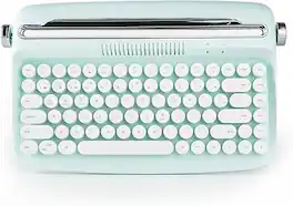 Wikistore - ACTTO B303 Wireless Keyboard, Retro Bluetooth Aesthetic Typewriter Style Keyboard with Integrated Stand for Multi-Device - Light/Pastel Green