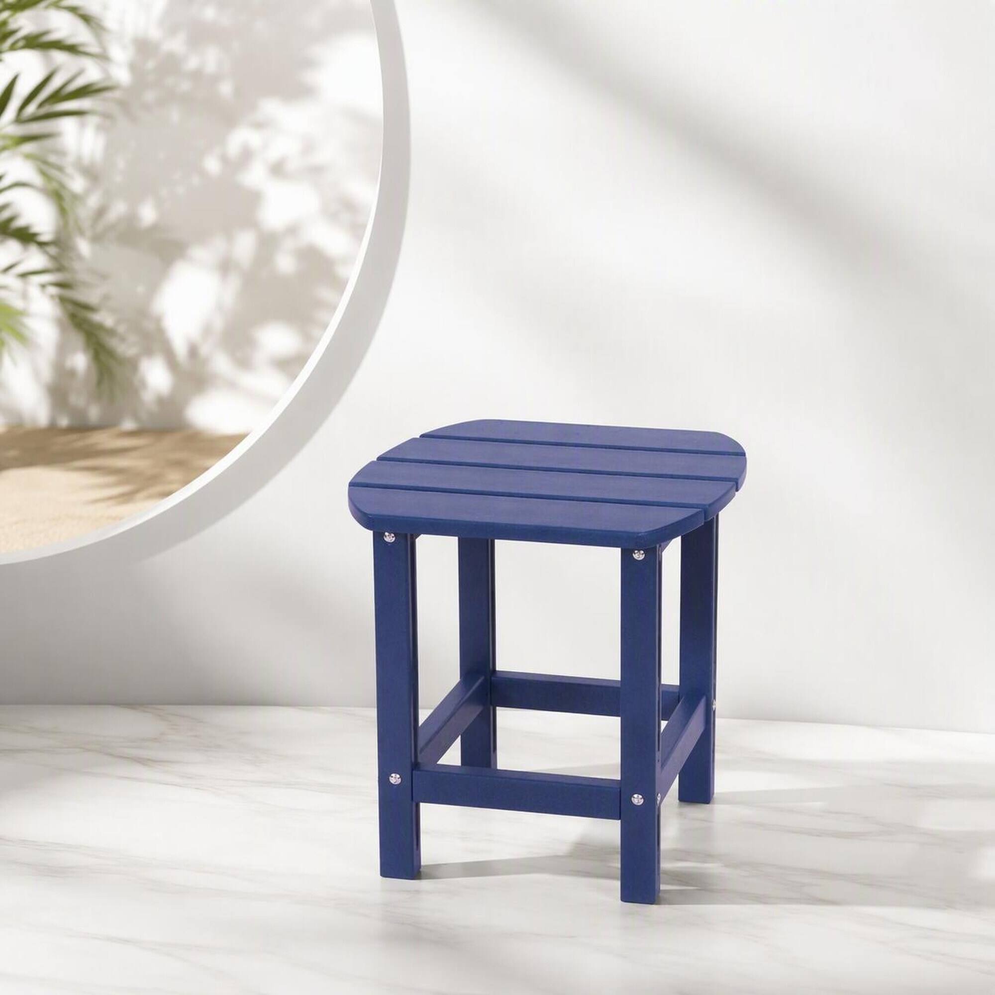 Alt View 3. RYHNUYNE - Square Outdoor Side Table,Outdoor Patio End Table,Fade-Resistant Furniture for Porch Pool Garden & Lawn - Navy Blue.