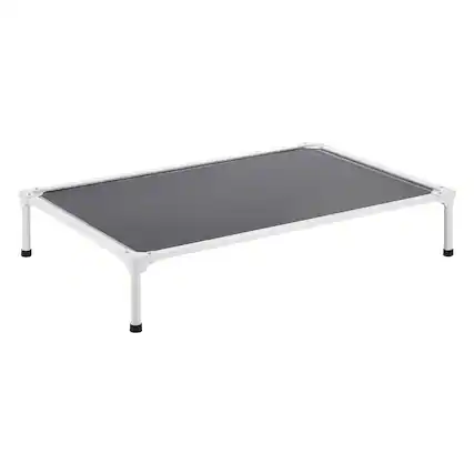Front. VEVOR - Elevated Dog Bed for Large Dogs, Portable Raised Dog Cot with Aluminum Tube Metal Frame and Breathable Textilene Mesh - Grey + Silver.