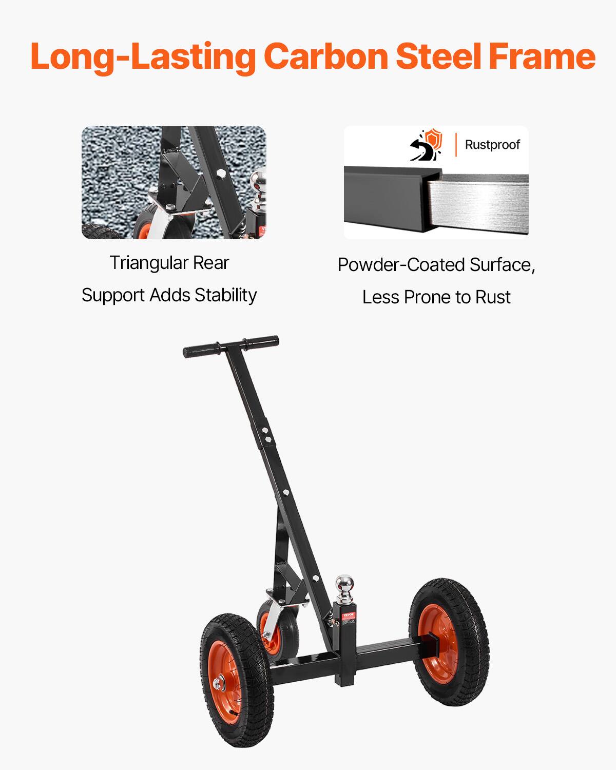 Long-Lasting Carbon Steel Frame

- Triangular Rear Support Adds Stability
- Powder-Coated Surface, Less Prone to Rust
- Rustproof