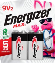 Energizer - MAX 9V Batteries (2 Pack), 9 Volt Alkaline Batteries - Front_Zoom