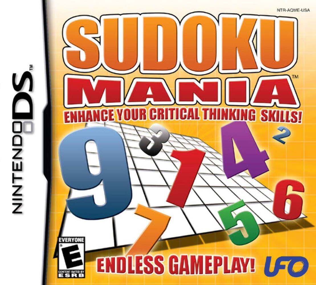 NTR-AQME-USA  
SUDOKU MANIA™  
ENHANCE YOUR CRITICAL THINKING SKILLS!  
9 7 4 2  
6 5  
NINTENDO DS™  
EVERYONE  
E  
ENDLESS GAMEPLAY!  
UFO  
CONTENT RATED BY ESRB - E (Everyone)