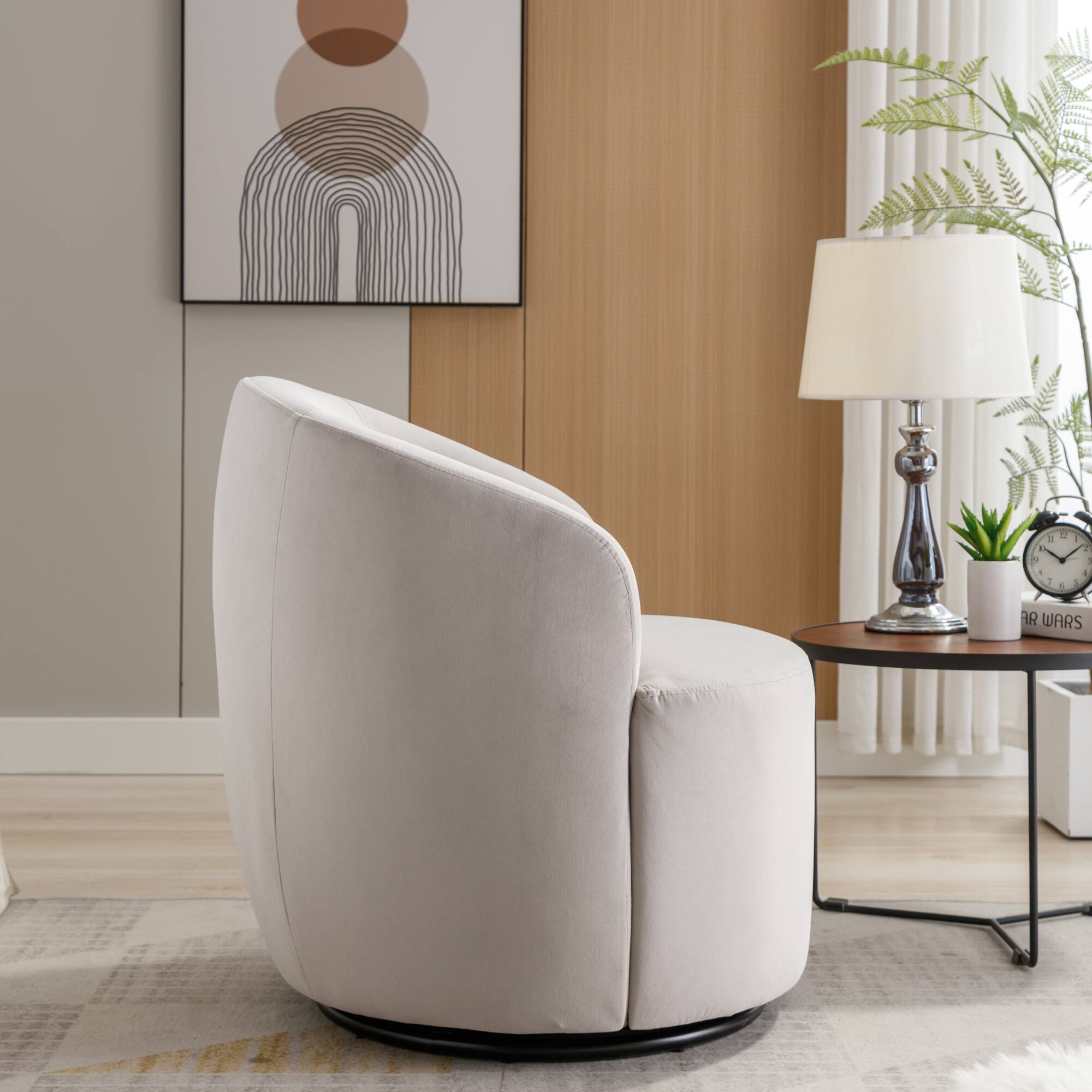 Alt View 4. GOODSILO - Contemporary Velvet Swivel Accent Armchair with Ergonomic Design and 360-Degree Rotation - Gray.