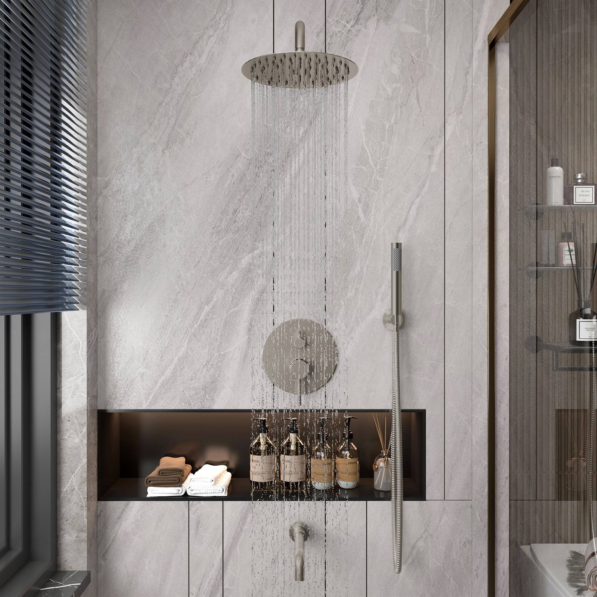 Alt View 4. Boyel Living - Wall Mount Single Handle 1-Spray Tub and Shower Faucet 1.8 GPM in Brushed Nickel Pressure Balance Valve Included - Brushed Nickel.