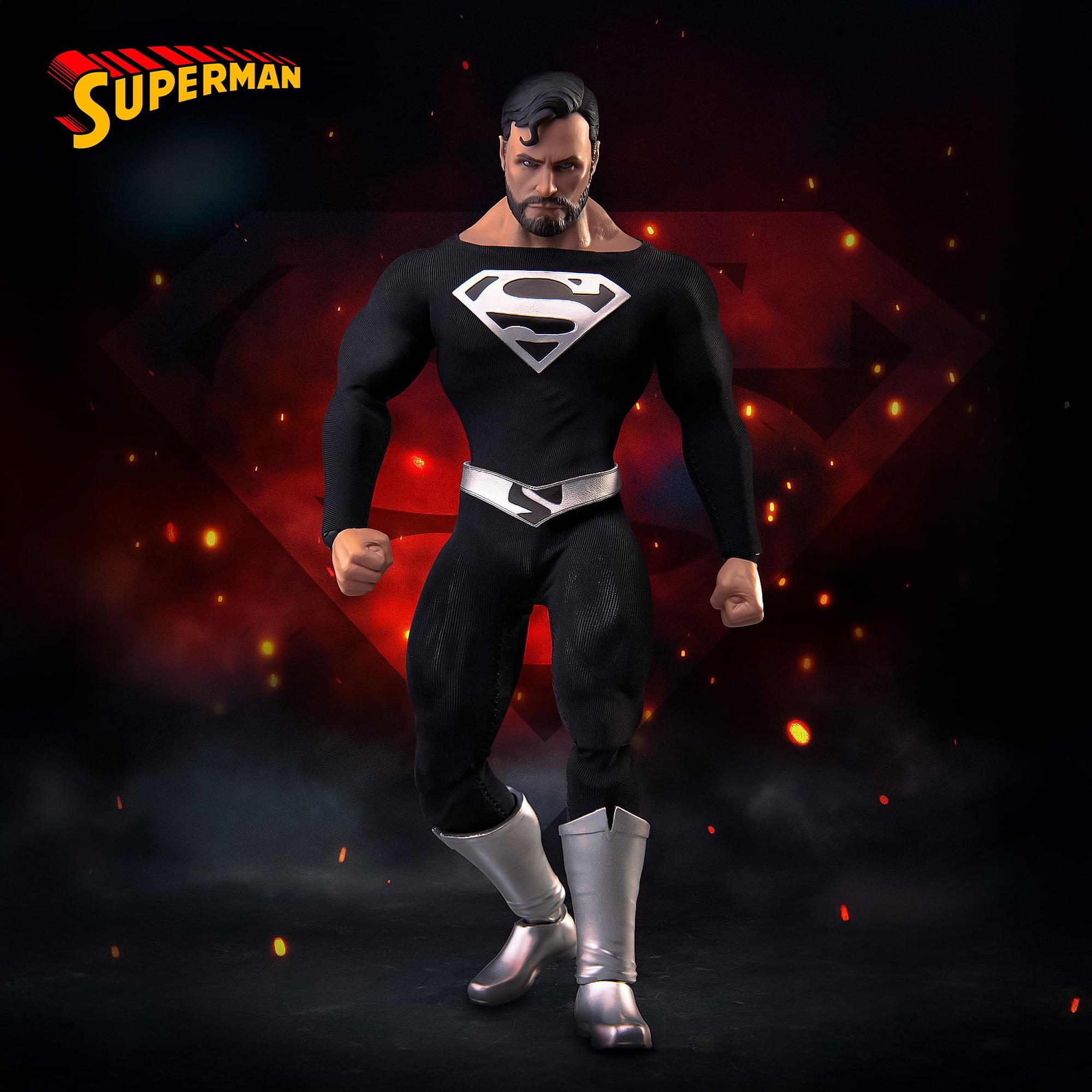 Alt View 3. Beast Kingdom - DC Comics Dynamic 8ction Heroes | DAH-45SP Superman (Black Suit Ver.) - Black.