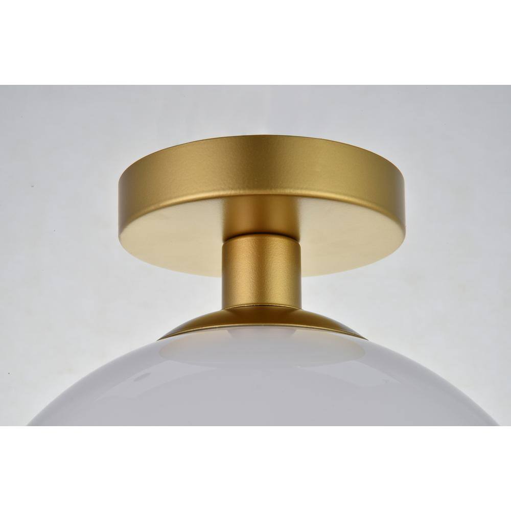 Back. Living District - Baxter 1 Light Brass Flush Mount With Frosted White Glass - Brass And Frosted White.