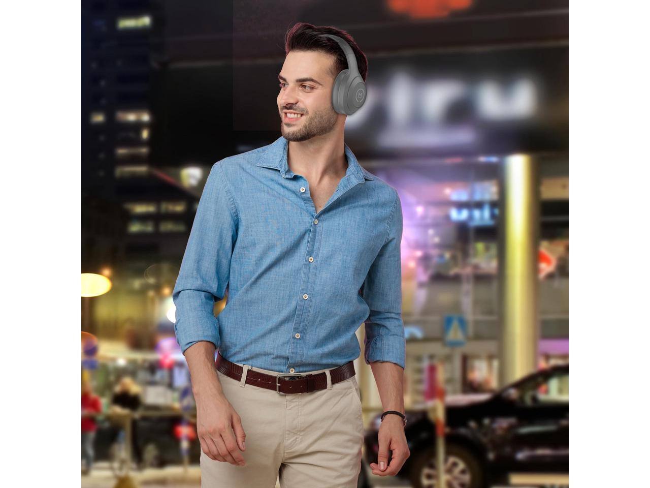 Alt View 8. Morpheus 360 - Morpheus 360 Comfort Plus Wireless Headphones - Bluetooth with Mic, 10H Playtime (Grey) - Blue.