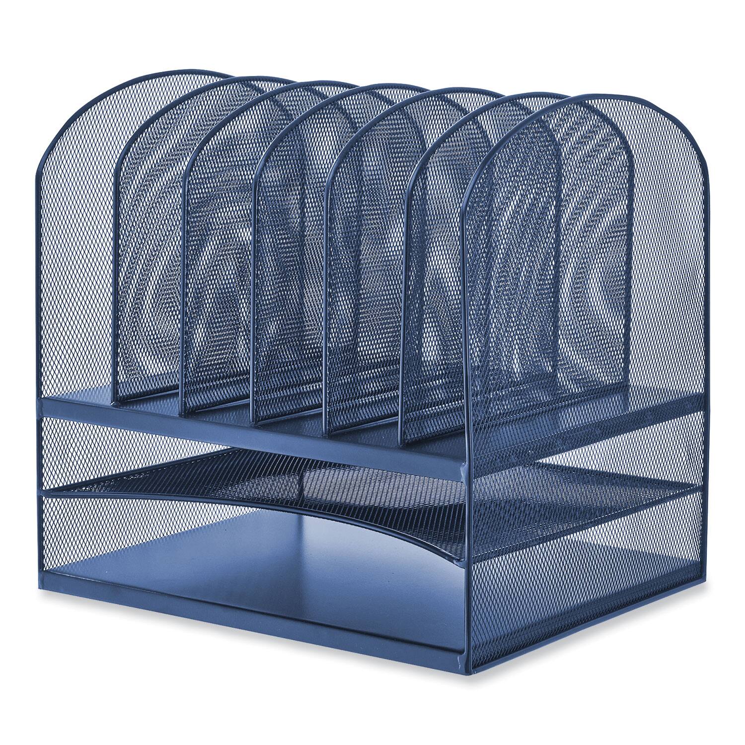 Angle. Safco - Safco Onyx Desk Organizer with Two Horizontal and Six Upright Sections, Letter Size Files, 13.25 x 11.5 x 13, Blue.