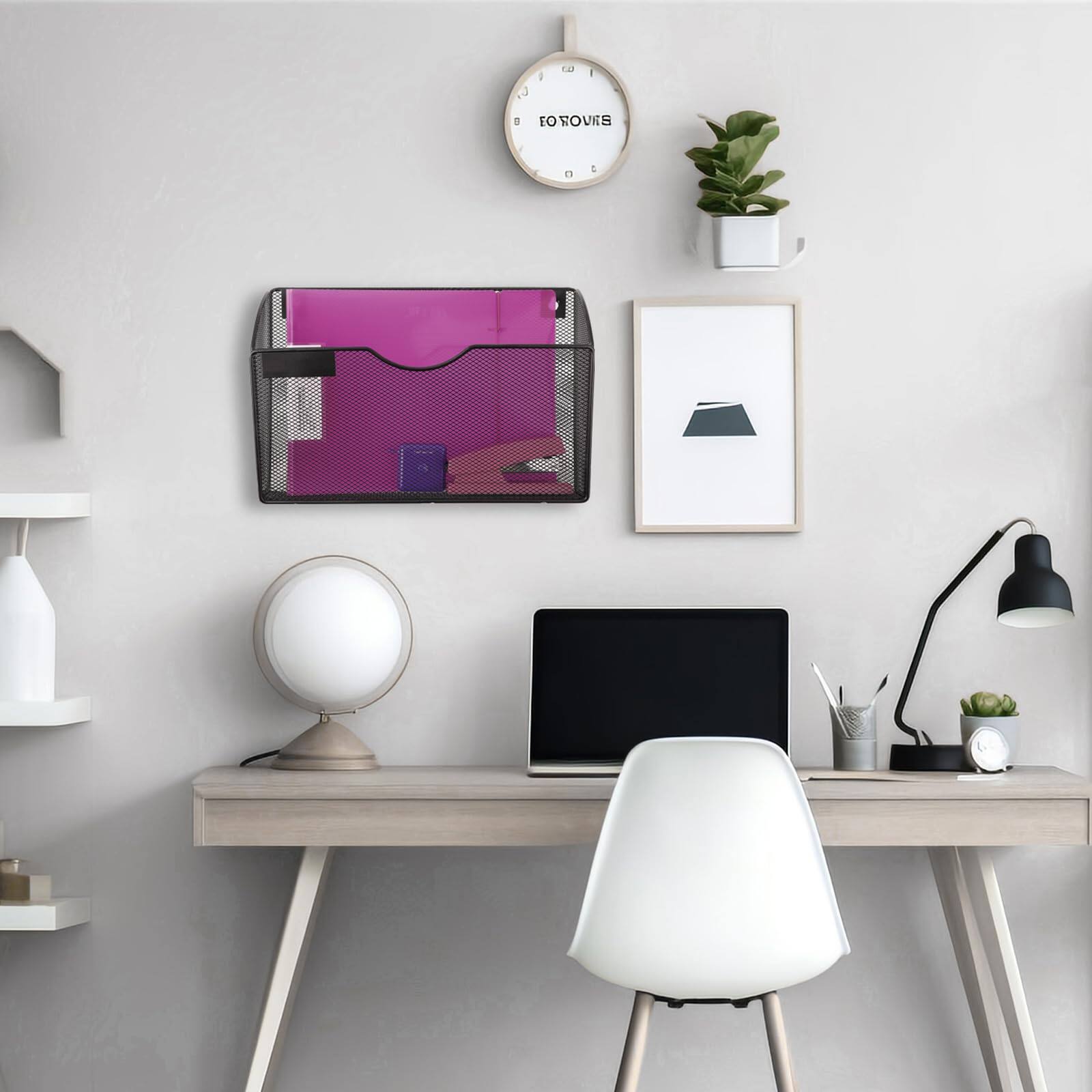 Alt View 7. Dapper Styles - 1 Pocket Mesh Wall File Holder Organizer Office Hanging Folder Magazine Rack Nametag Label Hooks Set Included - 5 Tier.