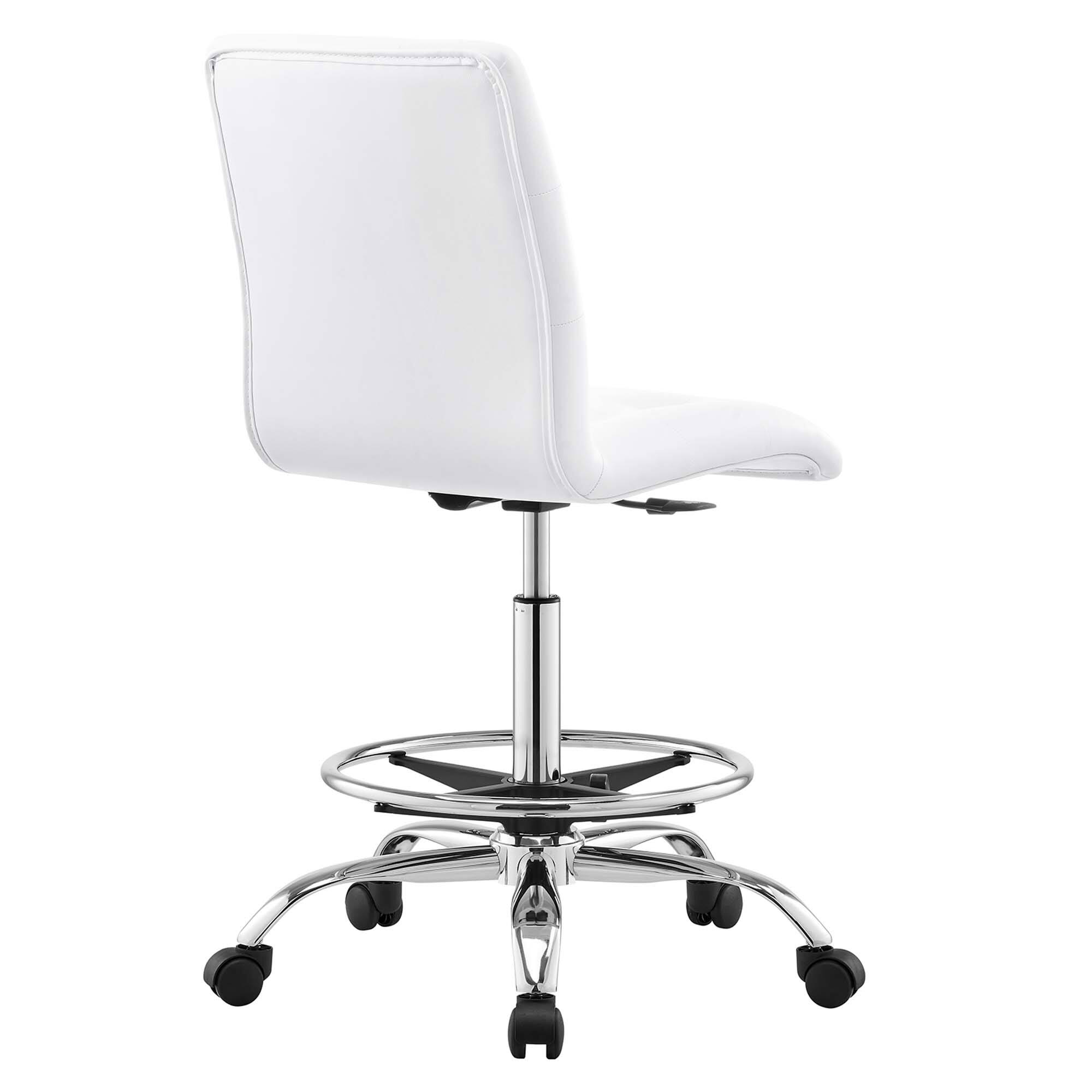Alt View 2. Modway - Prim Armless Vegan Leather Drafting Chair by Modway - Silver White.